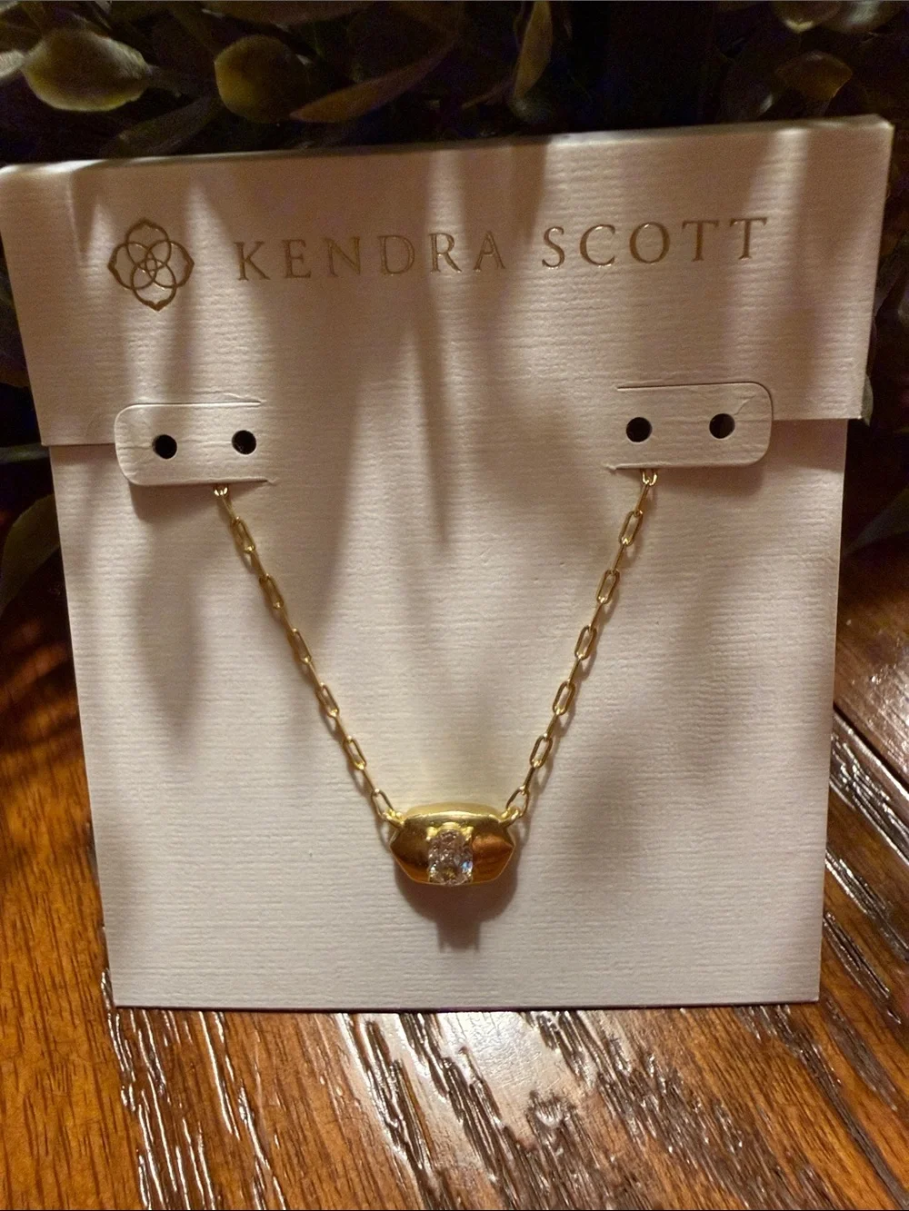 Kendra Scott Gold Pendant Necklace with Clear Stone - Picture 2 of 3
